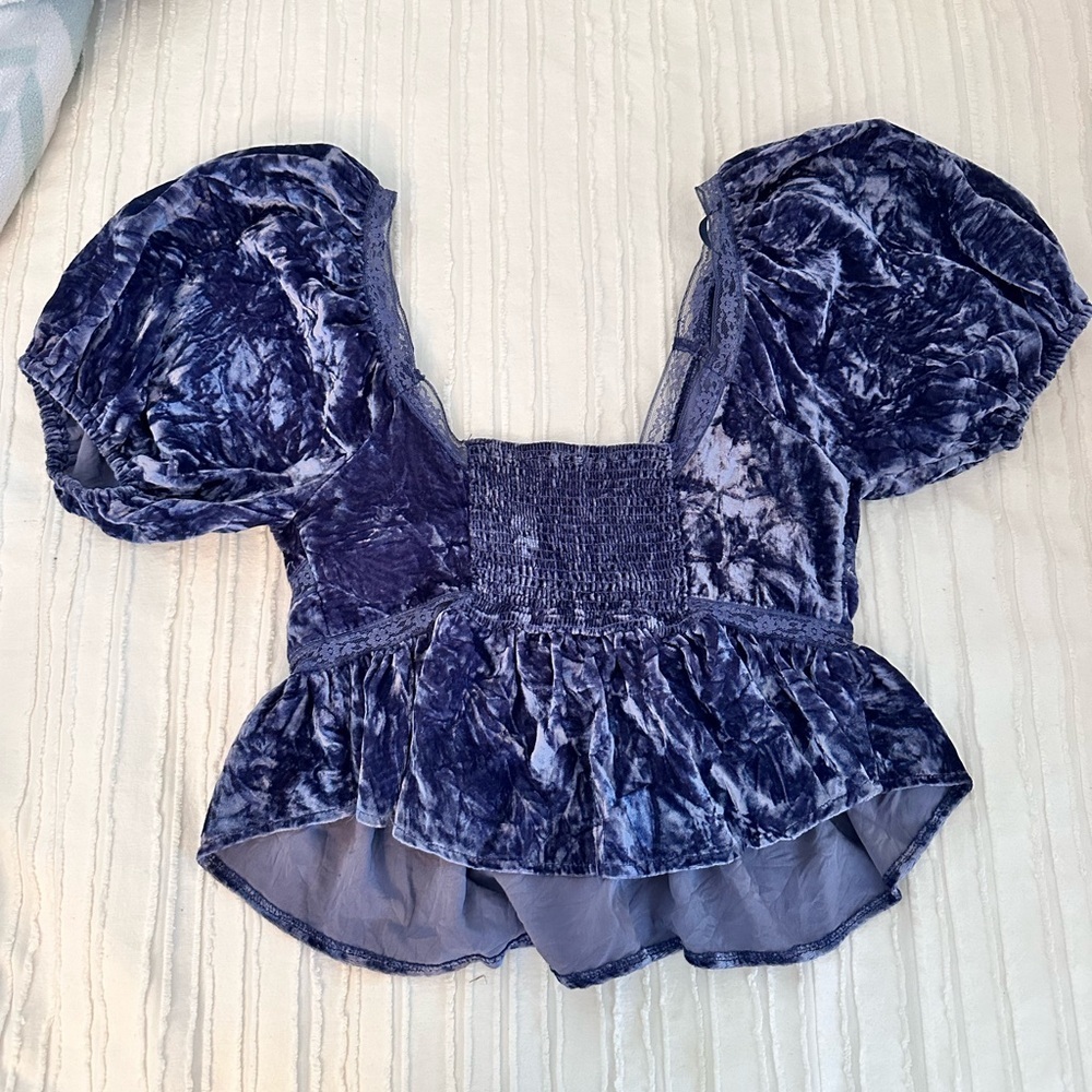Free People Yours Truly Velvet Top Sz. Small - Picture 3 of 6